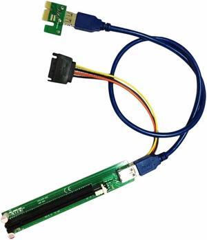 Mining Graphics Card Extension PCI-E Riser Card 1X To 16X Cable With 4 Pin To SATA Power Supply USB 3.0 60cm Cable Green