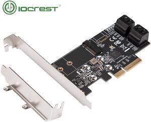 Internal 4 Port Non-Raid SATA III 6GB/S with M.2 B-Key 22x42 Pci-E X4 Controller Card for Desktop PC Support SSD and HDD