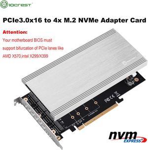 4 Ports M.2 NVMe to Pcie 3.0 X16 riser controller Adapter Card Only Support Bifurcation Motherboards