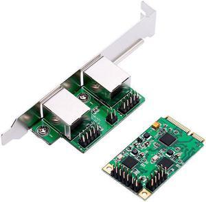 Desktop Mini PCI-Express Dual Gigabit Ethernet Controller Card RTL8111 Chips 2 Ports Rj45 Lan 10/100/1000 Mbps Nic Network Card