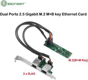 M.2 to Dual Port 2.5G Ethernet NIC Network Card M.2 22*80mm size B Key and M Key 2500 Mbps RTL8125B Chipset