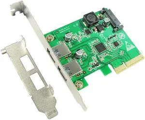 Desktop PCI Express x4 to Dual USB3.1 Type A port Adapter 2 ports USB 3.1 Type-A PCI-e Controller Card SATA power Supply
