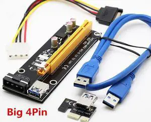 5PCS Super Stable 60cm Big 4P PCI-E PCI E Express 1x to 16x Graphics Card Riser Extender Adapter VER006 For BTC LTC ETH Miner