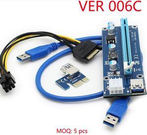 60cm USB 3.0 PCIe Riser Card PCI-E 1x to 16x Extender Riser Card USB Adapter SATA 15Pin-6Pin Power Cable for BTC Mining WK02