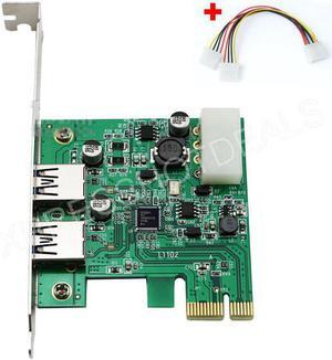 2 Ports USB 3.0 HUB to PCI-E Express Card Adapter w/4 Pin Power Cable