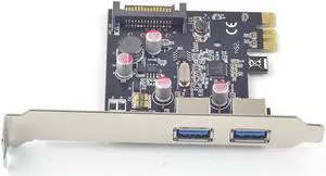 2 ports USB 3.0 PCI-e Card PCI Express to USB3.0 Converter NEC chip Solid Capacitor Resettable Fuse Bus-powered Renesas chipset