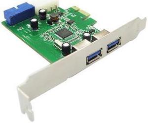 PCI-e external 2 ports USB 3.0 + 19pin USB header card with 4 pin Molex IDE Power Port + Low Profile Bracket