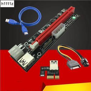 Riser Card SATA 4pin 6Pin Mining Power Supply LED USB 3.0 PCI-E 1x to 16x PCI-E Riser for Graphics Card Antminer Bitcoin Miner