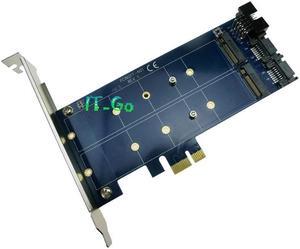 Dual SATA 3.0 to Dual M.2(NGFF) SSD Adapter Card With PCI-e 1X Power Supply