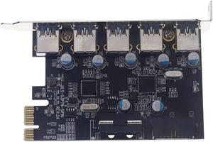 5 Port Superspeed USB 3.0 PCI-E PCI Express Expansion Card Host Controller Adapter Chipset with 5V 4 Pin & Internal 19 Pin