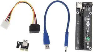 Black USB 3.0 PCI-E PCI Express 1x To 16x Extender Riser Card Adapter SATA 15 pin Power Cable With 30cm USB Cable for BTC Mining