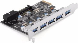 5 Ports USB 3.0 PCI-E PCI Express PCI Expansion Card Host Card Hub Controller Adapter U3P7N-5P1H-I