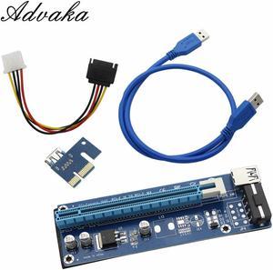 USB 3.0 PCI-E Express 1x To 16x Extender Card Adapter SATA 4 Pin Power Cable + Tracking number