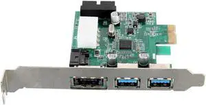2 Ports USB 3.0 Super Fast PCI-E Expansion Card + 19 Pin USB3.0 + ESATA Connector for PC