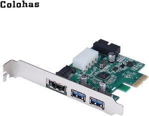 External eSATA + 2 ports USB 3.0 +19 Pin USB Combo PCI-E Expansion Card PCI Express Add on Card with Power Port
