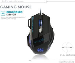 Stanstar Hidden Bat USB Wired Optical Gaming Mouse 7-Key Illuminated Breathing Light Firepower Button(Black Four 3200DPI)