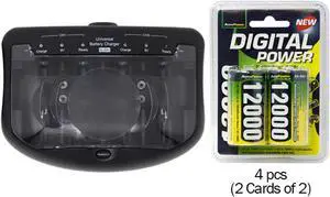 V2299 Universal Smart Charger + 4 D AccuPower NiMH Batteries (12000 mAh)