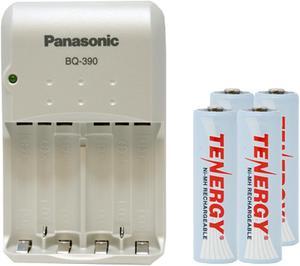 Panasonic BQ390 Smart Battery Charger  4 AA Tenergy NiMH Rechargeable Batteries 2500 mAh