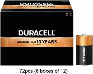72 x D Duracell CopperTop Alkaline Batteries (MN1300)