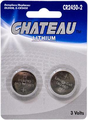 CR2450 Chateau 3 Volt Lithium Coin Cell Batteries (2 on a Card)