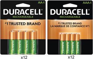 48 AA (2500 mAh) + 48 AAA (900 mAh) Duracell Rechargeable Battery Combo