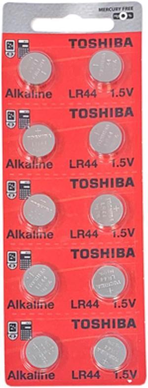 10 x LR44 / 357 / AG13 Toshiba Alkaline Button Batteries