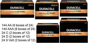 144 AA + 144 AAA + 24 C + 24 D + 24 9 Volt Duracell Coppertop Alkaline Battery Combo