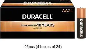 96 x AA Duracell Coppertop MN1500 Alkaline Batteries
