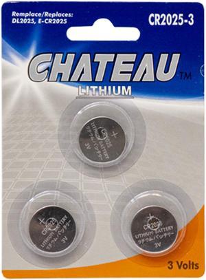 CR2025 Chateau 3 Volt Lithium Coin Cell Batteries (3 on a Card)