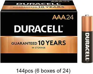 144 x AAA Duracell Coppertop MN2400 Alkaline Batteries