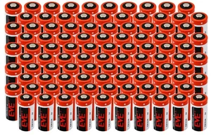 EVE CR123 3V 1450mAh Lithium Batteries, CR123A CR17345, 100-Pack EVE CR123 3V 1450mAh Lithium Batteries, CR123A CR17345, 100-Pack