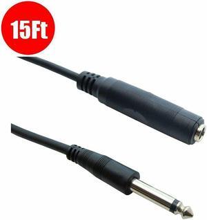 15Ft Mono 1/4" 6.35mm Male to Female Extension Mic Guitar PA DJ Instrument Cable