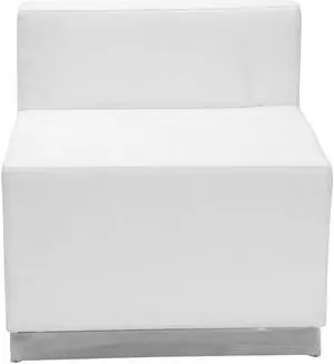 HERCULES Alon Series Melrose White LeatherSoft Chair with Brushed Stainless Steel Base