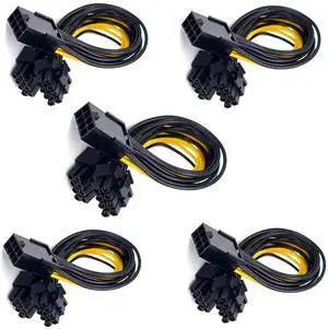8-pin PCI Express to dual PCIE 8 (6 + 2)-pin power cable, motherboard graphics card PCI-E GPU power data cable splitter, 8-pin PCI-E to 2 PCI-E 8-pin, GPU graphics cable (5 packs/ 32 cm/12.6 inches) …