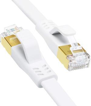 Zell Cat 7 Ethernet Cable 35Ft, High Speed 10Gbps Durable Solid Flat Cat7 Internet Network Lan Patch Cable With Snaglesss Rj45 Connector For Router, Xbox, Faster Than Cat5 Cat5E Cat6 35Ft White