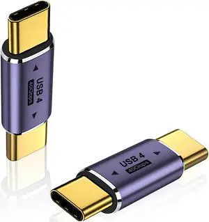 Zell 2 Pack Usb C Male To Male Adapter, Usb Type C Coupler Extender Support 100W, 40Gbps, 8K@60Hz For Thunderbolt 4/3, Macbook Pro/Air, Laptop, Phones And More Type C Devices