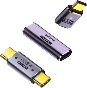 Zell 240W Usb C Adapter,Usb C Female To Usb C Female Coupler,Usb C Male To Usb C Male,Usb C Male To Usb C Female Extender,Usb4 Type C 40Gbps 8K Video For Macbook,Thunderbolt 4/3 Type C Devices(3Pack)