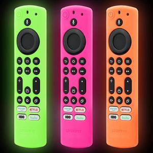 Zell 2023 Stick 4K Max Remote Cover For Toshiba And Insignia Nsrcfna21 CtRc1Us21 Ct95018 Ctrc1Us21 Silicone Protective 3Pack Green Orange Hot Pink Case Glow In Dark