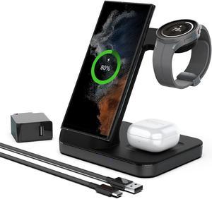 Zell Wireless Charger Compatible With Samsung 3 In 1 Wireless Charging Station Compatible With Samsung Galaxy Watch 543 Galaxy S23S22S21S20S10Note20Note10Z Flip 4 Galaxy Buds