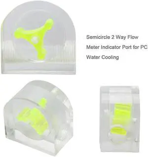 PC Water Cooling Acrylic Semicircle Waterproof Sealing 2 Way Flow Meter Indicator Port Cooling System Kit for PC