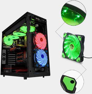 120*120*25mm 12V 0.18A 3 4Pin 15LED Lighting PC Case Fan Cooler 1200RPM 58CFM Computer Cooling Fan Computer Accessories