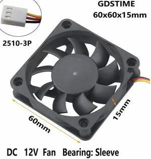 1 Piece 6cm DC 12V 60x60x15mm 3Pin PC CPU Brushless Motor Cooling Fan 60mm x 15mm 6015 Computer Case Cooler