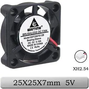 2 Pieces 5V 5 Volt 25mm 7mm 25x25x7mm 2507S Small Micro Blushless DC Cooling Fan 2pin 2.0