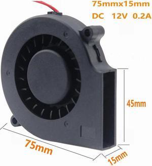 1 Pcs DC 12 Volt 2 Wires 7.5cm Brushless Cooling Radiator 12V Exhaust Blower Fan 75mm x 15mm