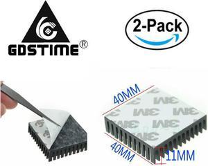 2 Pcs 40x40x11mm Black Golden Aluminium Heat sink Radiator With 3M Tape LED Router CPU IC Heatsink Cooling Fan 4cm