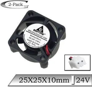 2 Pcs 25x25x10mm 2510 Mini Cooling Fan 25mm 2.5cm 24V Brushless DC Cooler Radiator