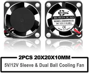 2pcs mini micro small cooling fan 20mm slim 10mm 20X20X10mm 2010 DC 12V 0.08A For pm2.5 detetor Monitor axial cooling fan