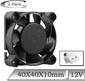 2 Pcs 12V 40x40x10mm 40mm Brushless DC Cooling Fan 4cm 4010S 2Pin Video Card Electric Vehicle Cooler