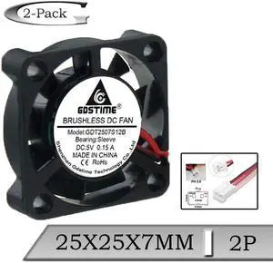 2PCS DC 5V 25mm 25x25x7mm 9 Blades DC Mini Cooling Fan 2Pin 2.5cm 2507 Brushless Cooler Fan