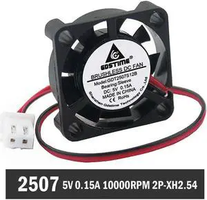 2PCS 25MM X 7MM DC 5V Sleeve Mini Cooler Laptop Cooling Fan Brushless 2507 2PIN XH2.54 PC CPU Server Cooling 25x25x7mm